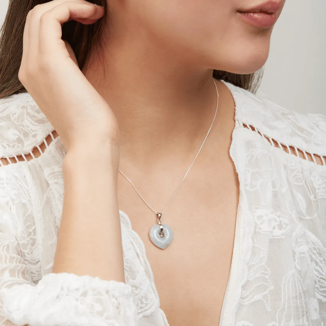 Sterling Silver Natural Jade Pendant