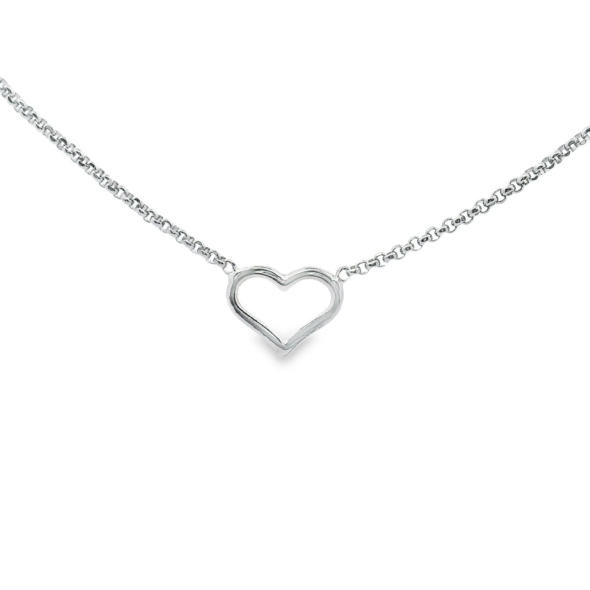 Sterling Silver Open Heart Necklace