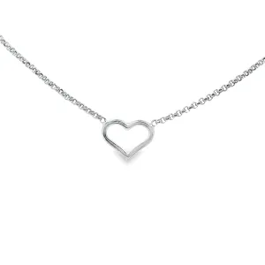 Sterling Silver Open Heart Necklace