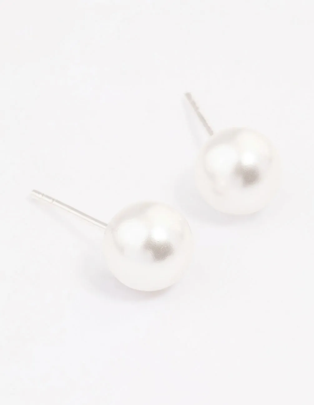 Sterling Silver Pearl Stud Earrings 8mm