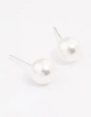 Sterling Silver Pearl Stud Earrings 8mm