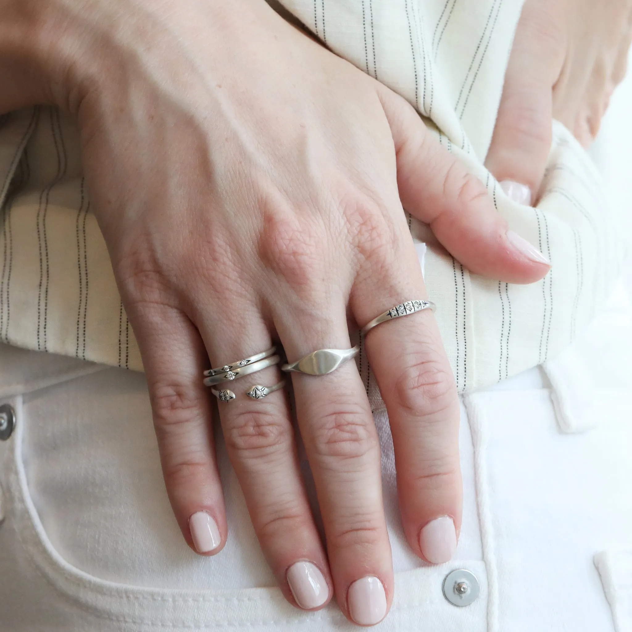 Sterling Silver "Erin" Diamond Ring With Five Graduated Diamonds