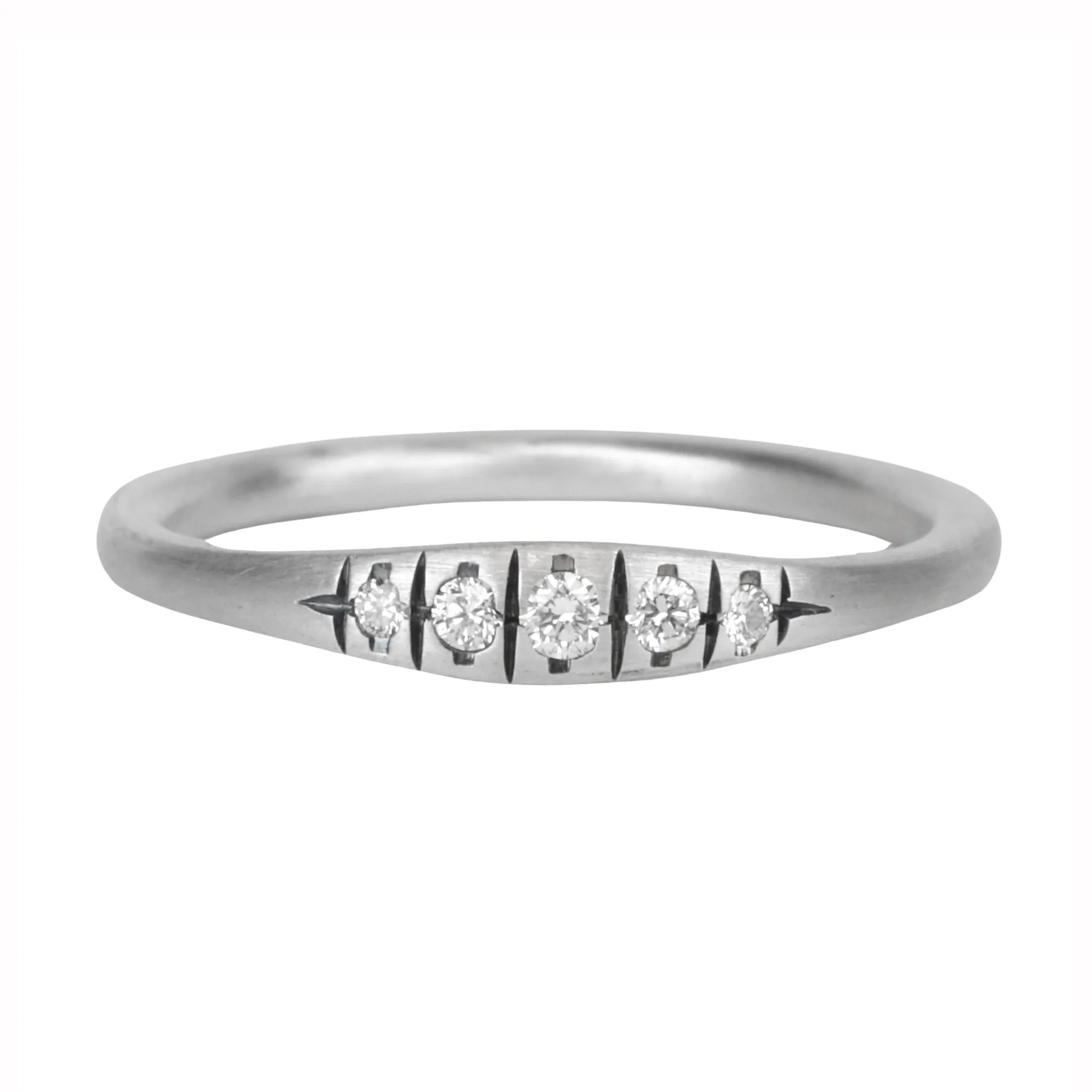 Sterling Silver "Erin" Diamond Ring With Five Graduated Diamonds