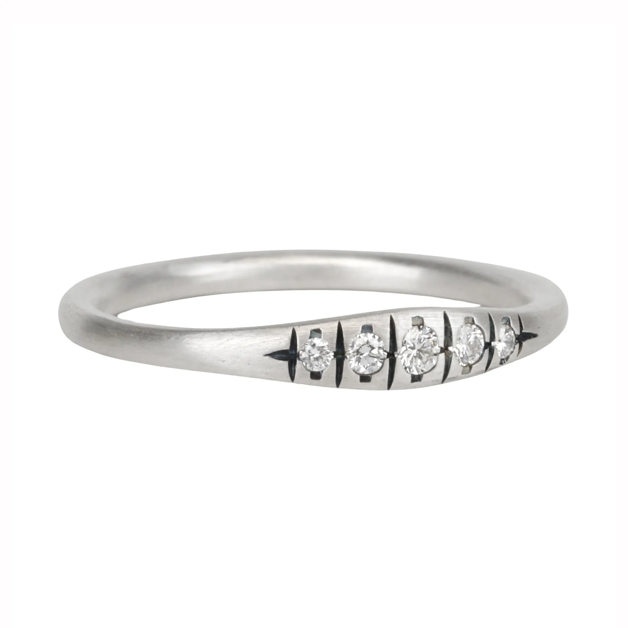 Sterling Silver "Erin" Diamond Ring With Five Graduated Diamonds