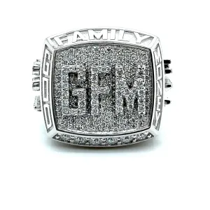 Sterling Silver "GOD FAMILY MONEY' Lab-Created Moissanite Hip Hop Customized Ring