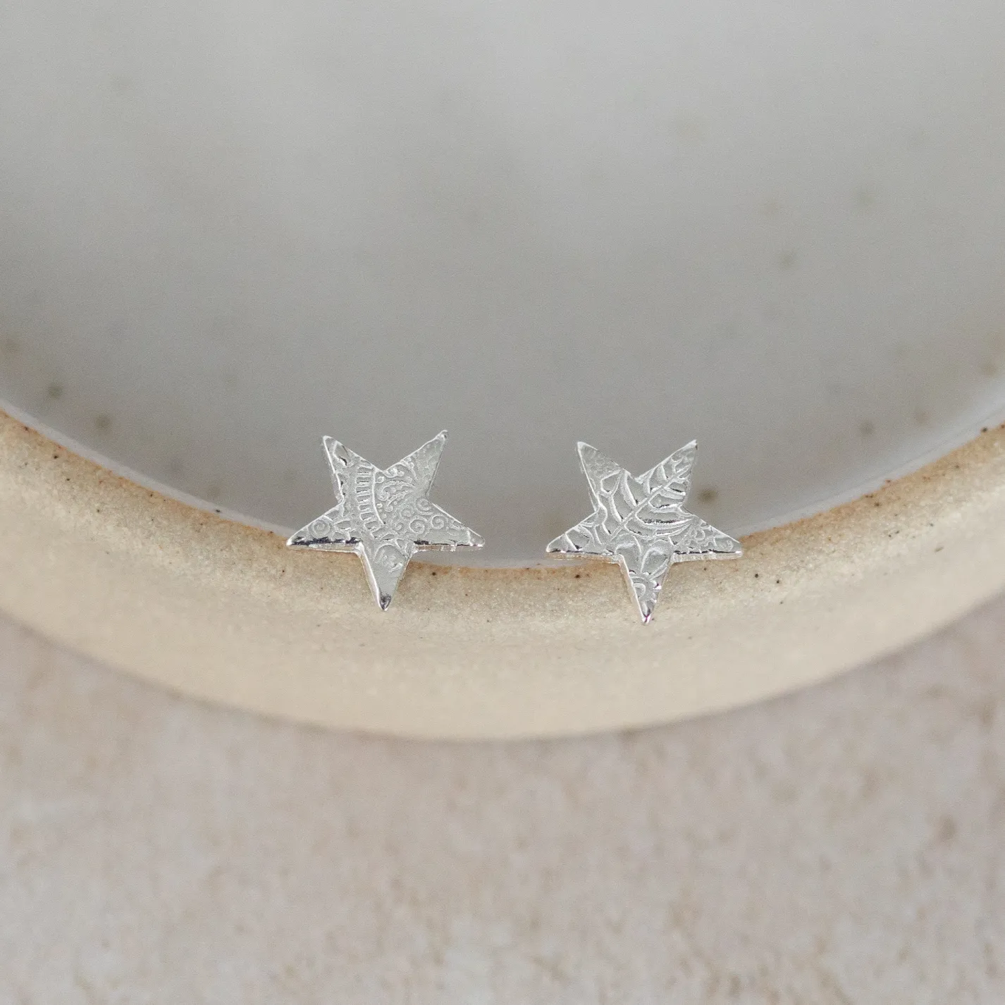 Sterling Silver Textured Studs - Star