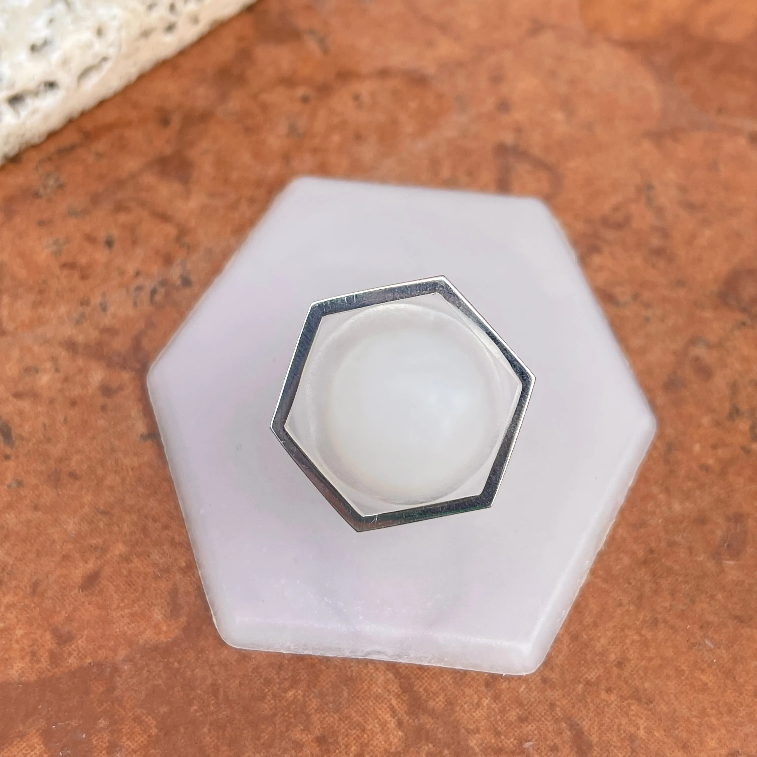 Sterling Silver Thin Hexagon Band Stackable Ring