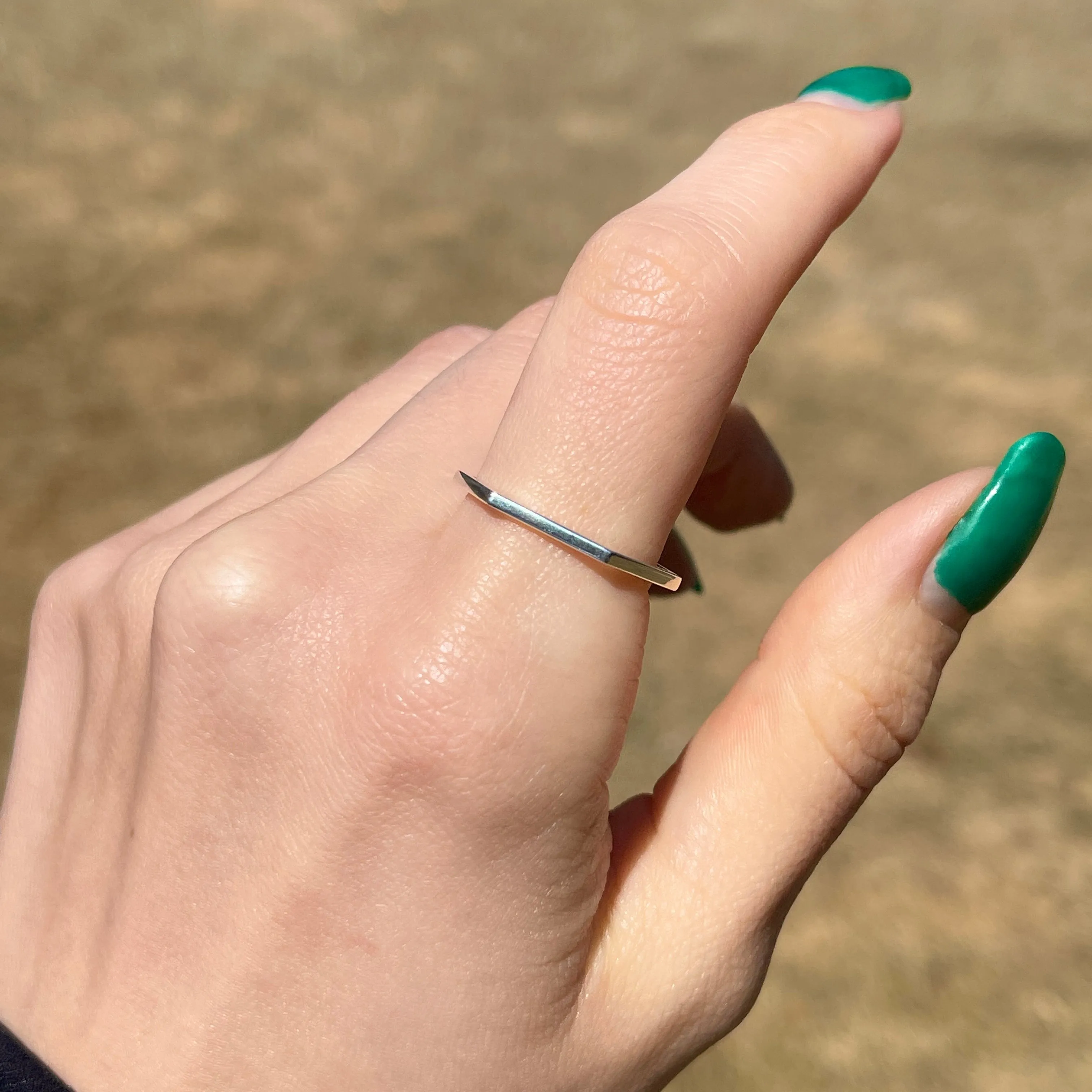 Sterling Silver Thin Hexagon Band Stackable Ring