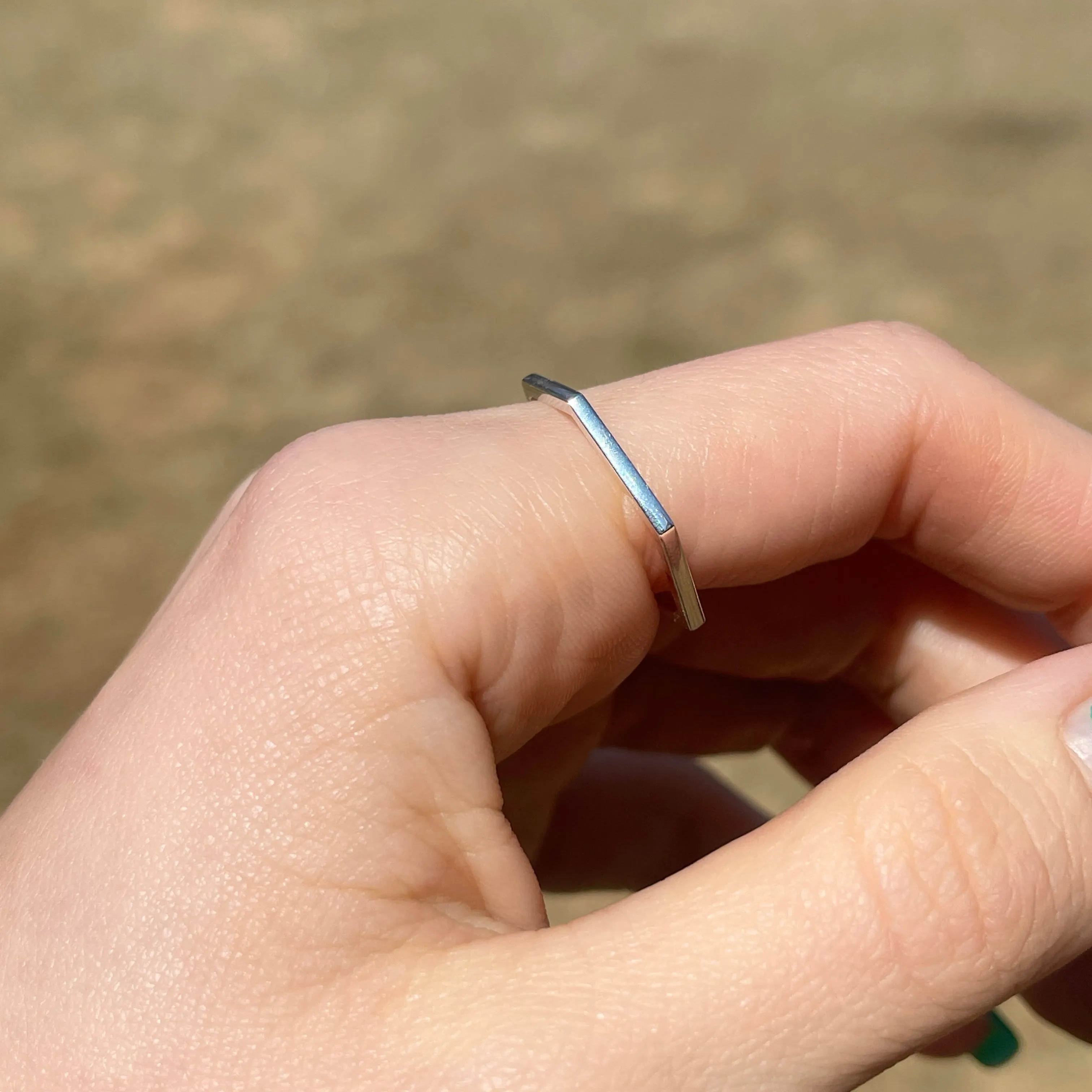 Sterling Silver Thin Hexagon Band Stackable Ring