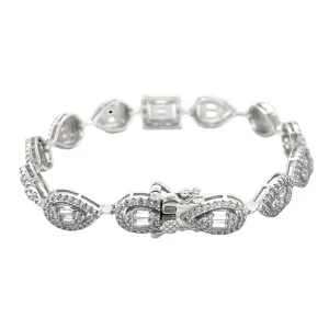Sterling Teardrop Baguette Link Bracelet - C3128649
