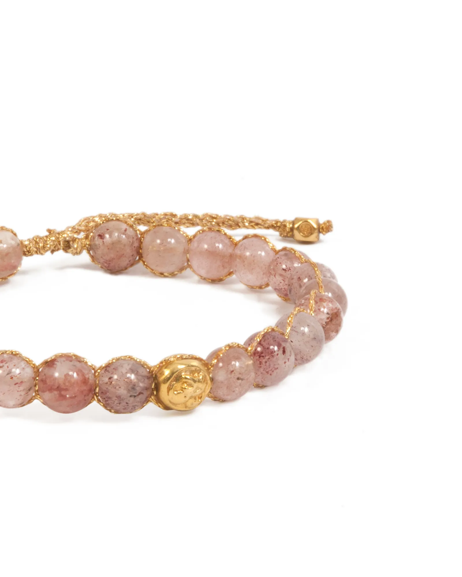 Strawberry Quartz 6mm Bracelet | Gold