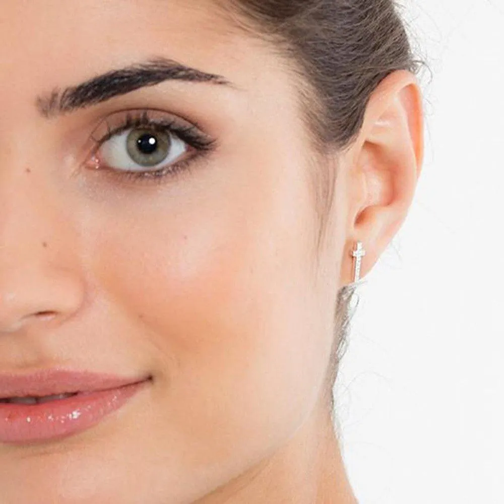 Stud Cross Diamond Earrings