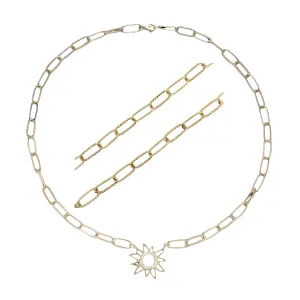 Stunning 14K Gold 0.18CT Moissanite 16" Sun Paperclip Necklace - G503693