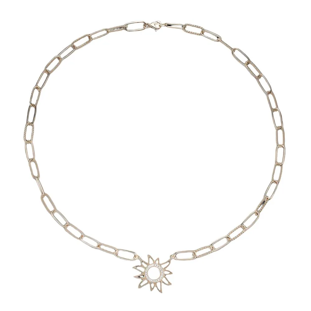 Stunning 14K Gold 0.18CT Moissanite 16" Sun Paperclip Necklace - G503693