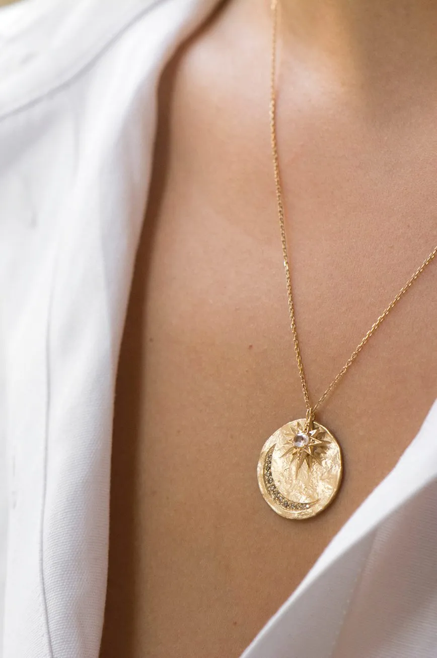 Sun and Moon Sapphire and Diamond Necklace