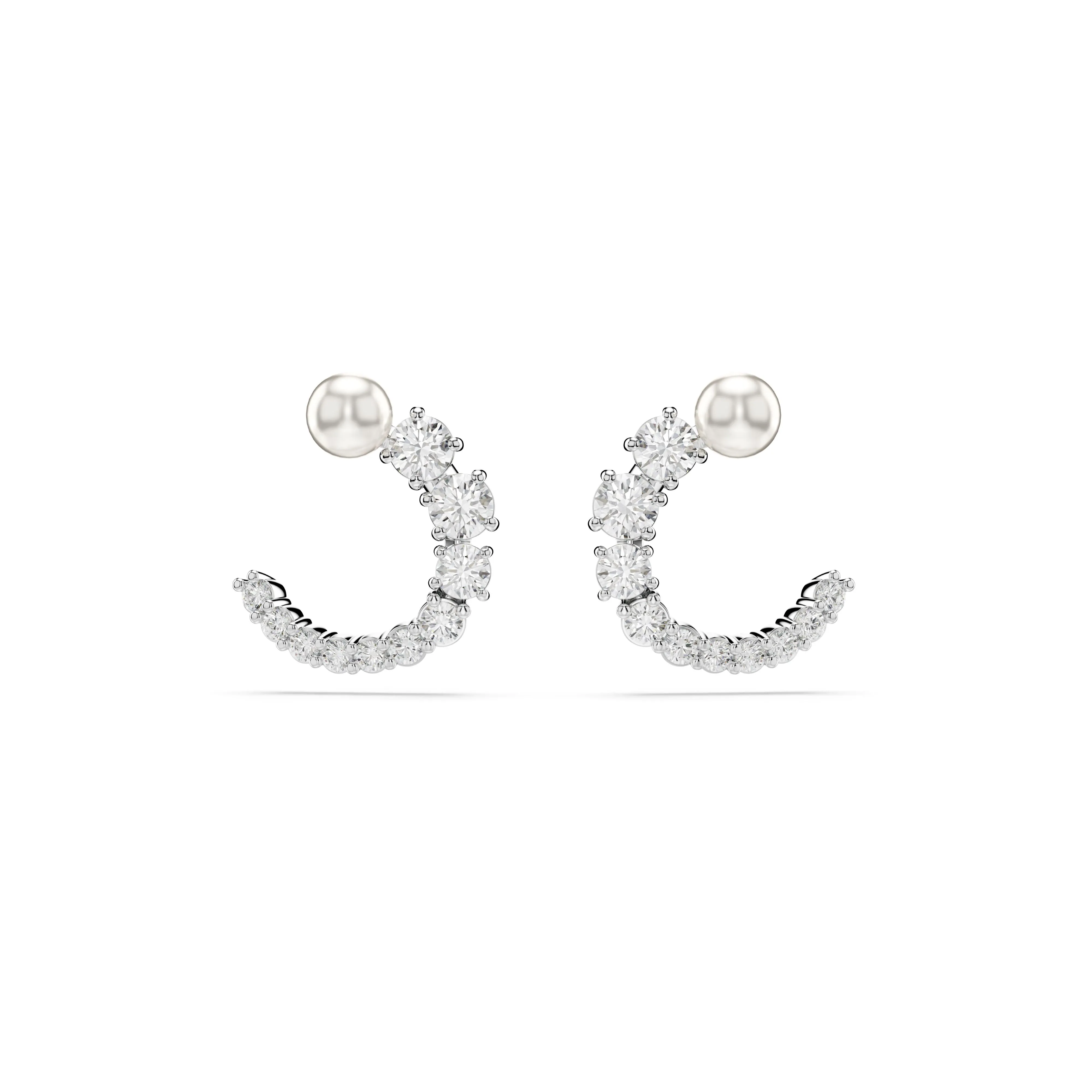 Swarovski Rhodium Matrix Pearl Hoop Earrings