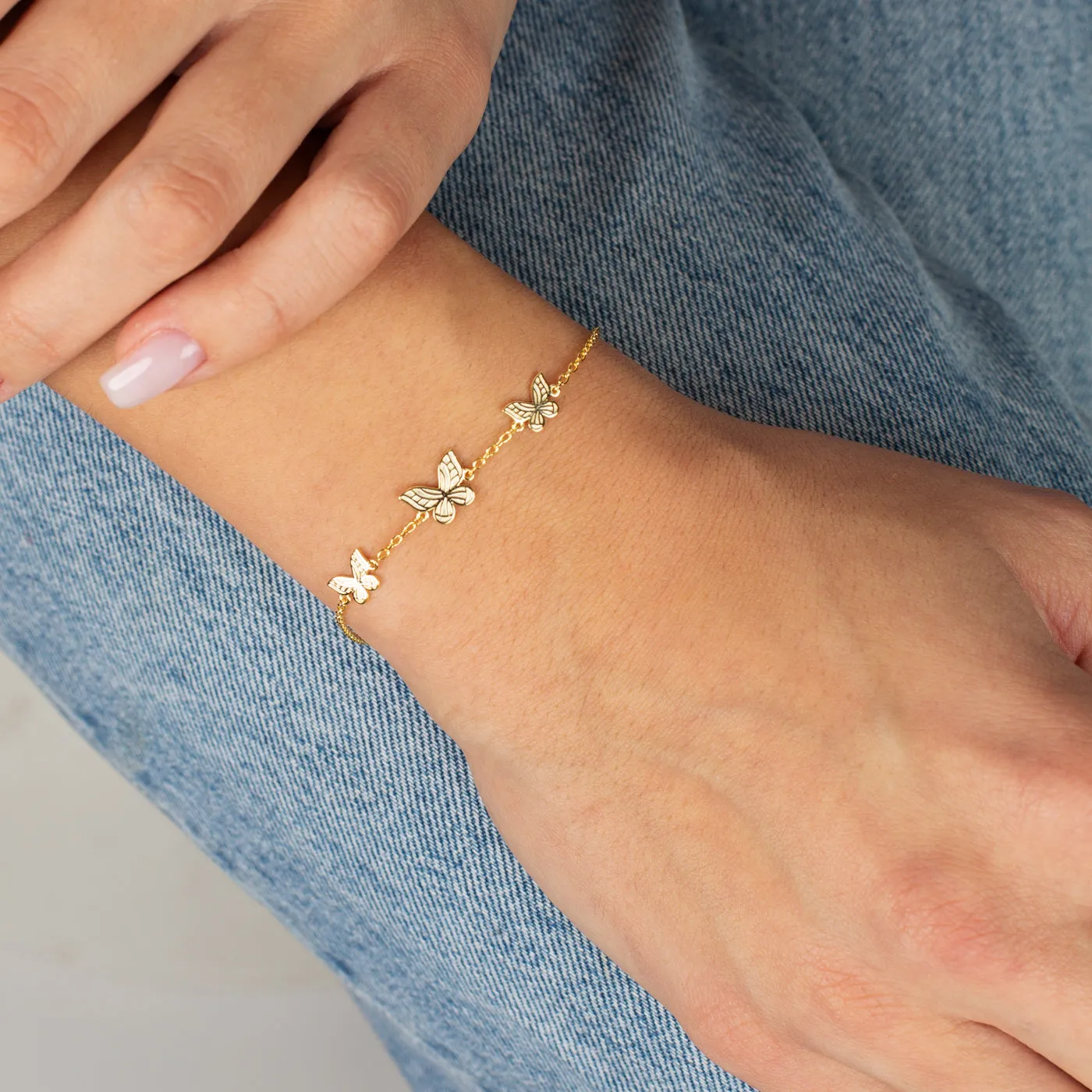 The Adina Eden Triple Butterfly Bracelet