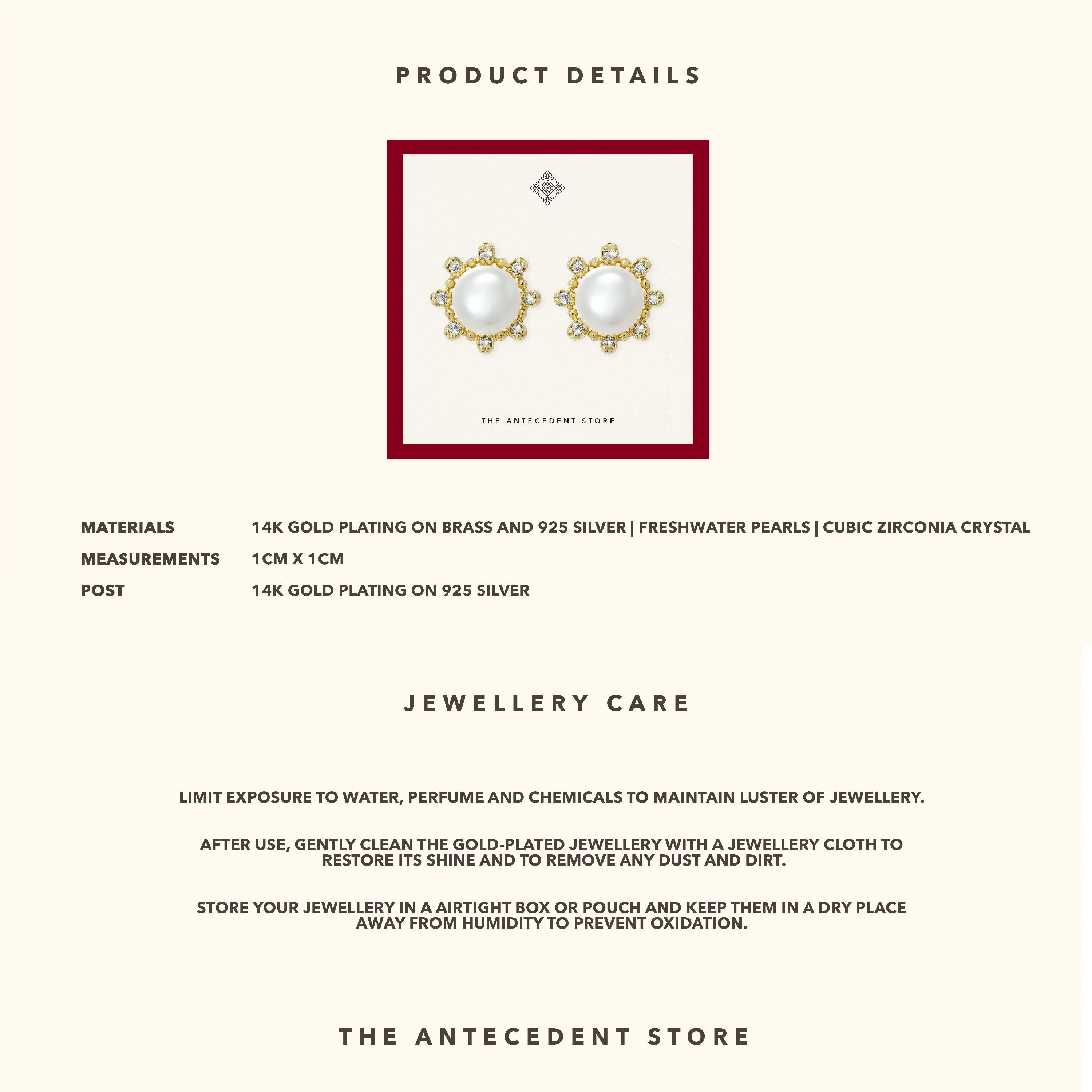 The Antecedent Store Freshwater Pearl Stud Earrings