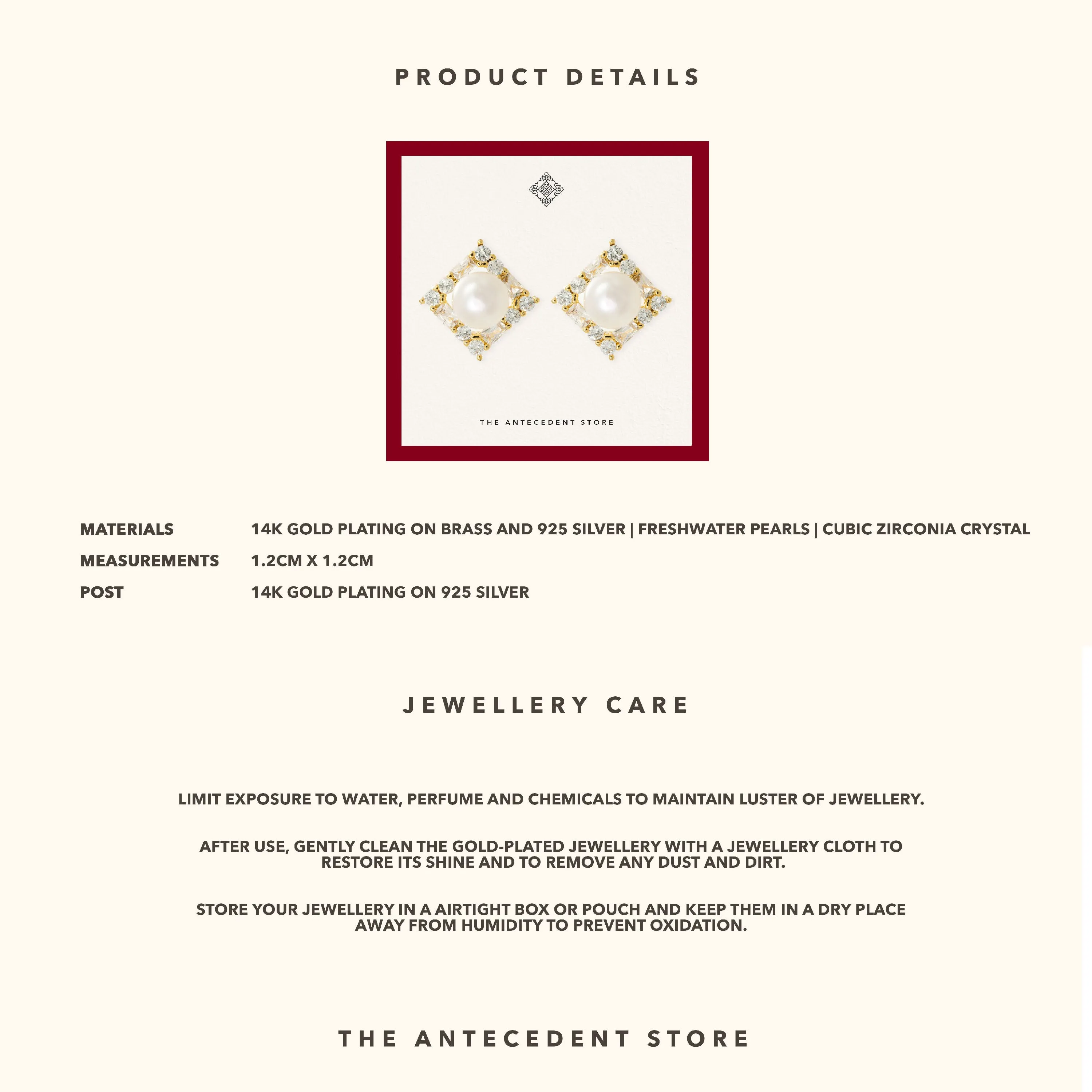 The Antecedent Store Pearl Stud Earrings