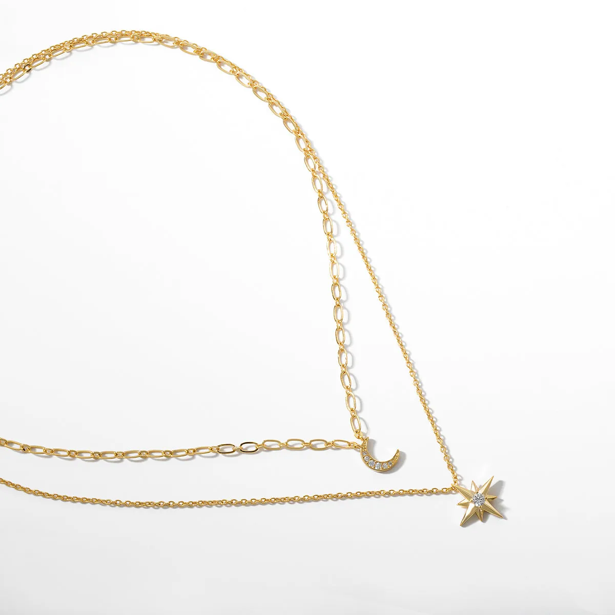 The Boho Star and Moon Double Layer Necklace