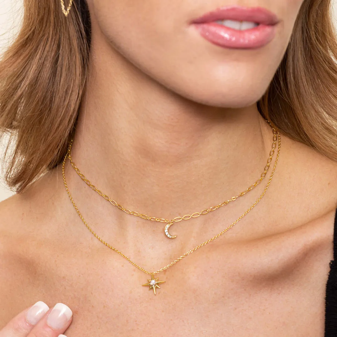 The Boho Star and Moon Double Layer Necklace