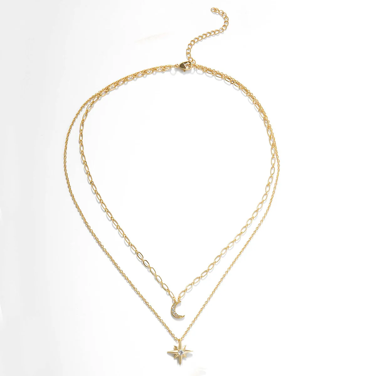 The Boho Star and Moon Double Layer Necklace