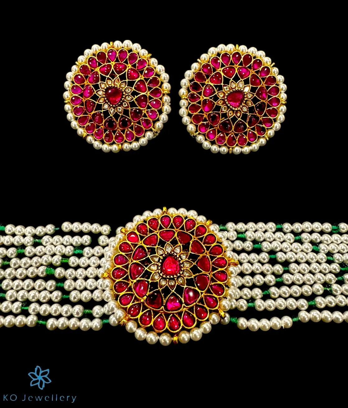 The Hasvika Silver Jadau  Necklace & Earrings