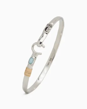The Hook Bracelet with Stone, 4mm - Larimar