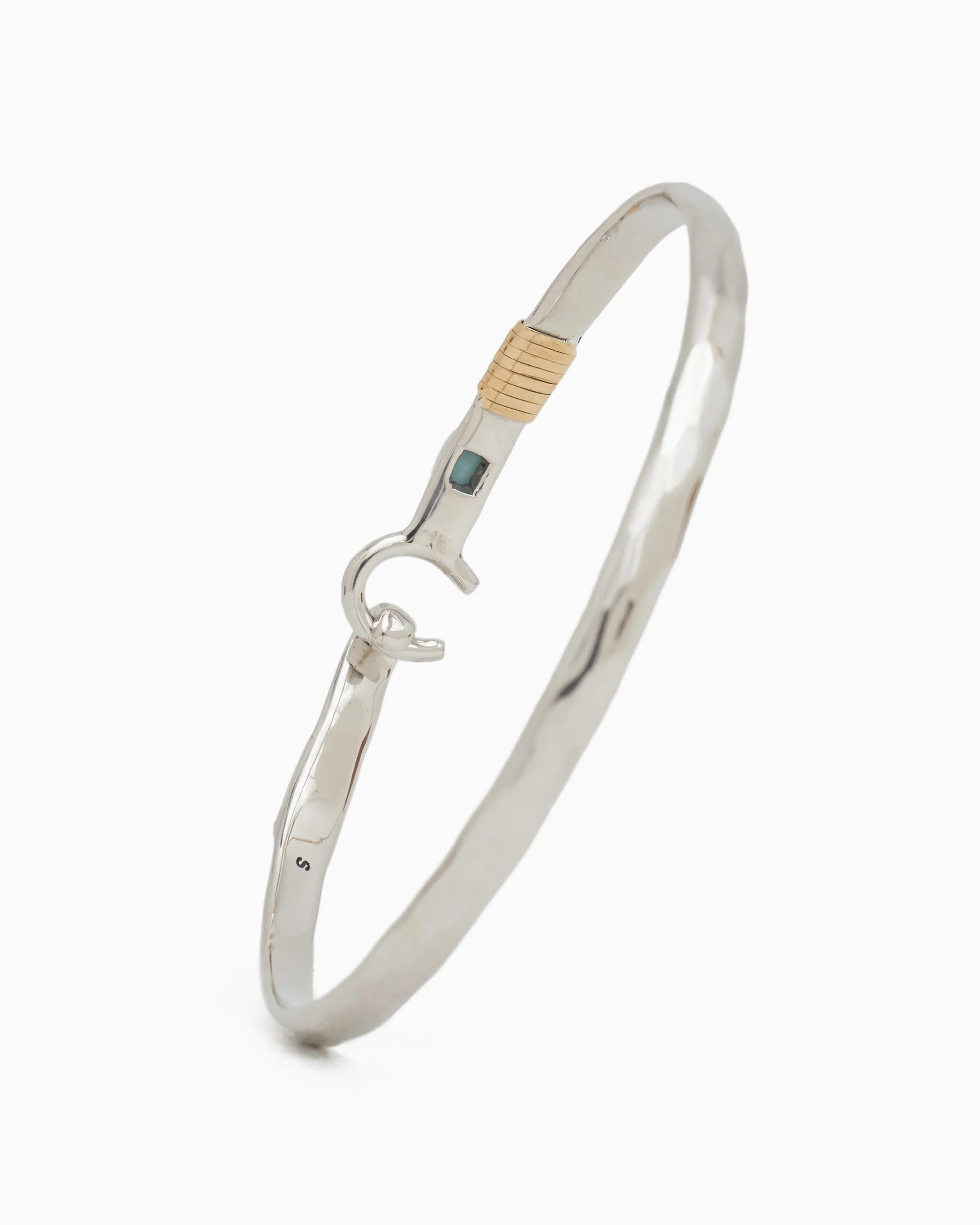 The Hook Bracelet with Stone, 4mm - Larimar