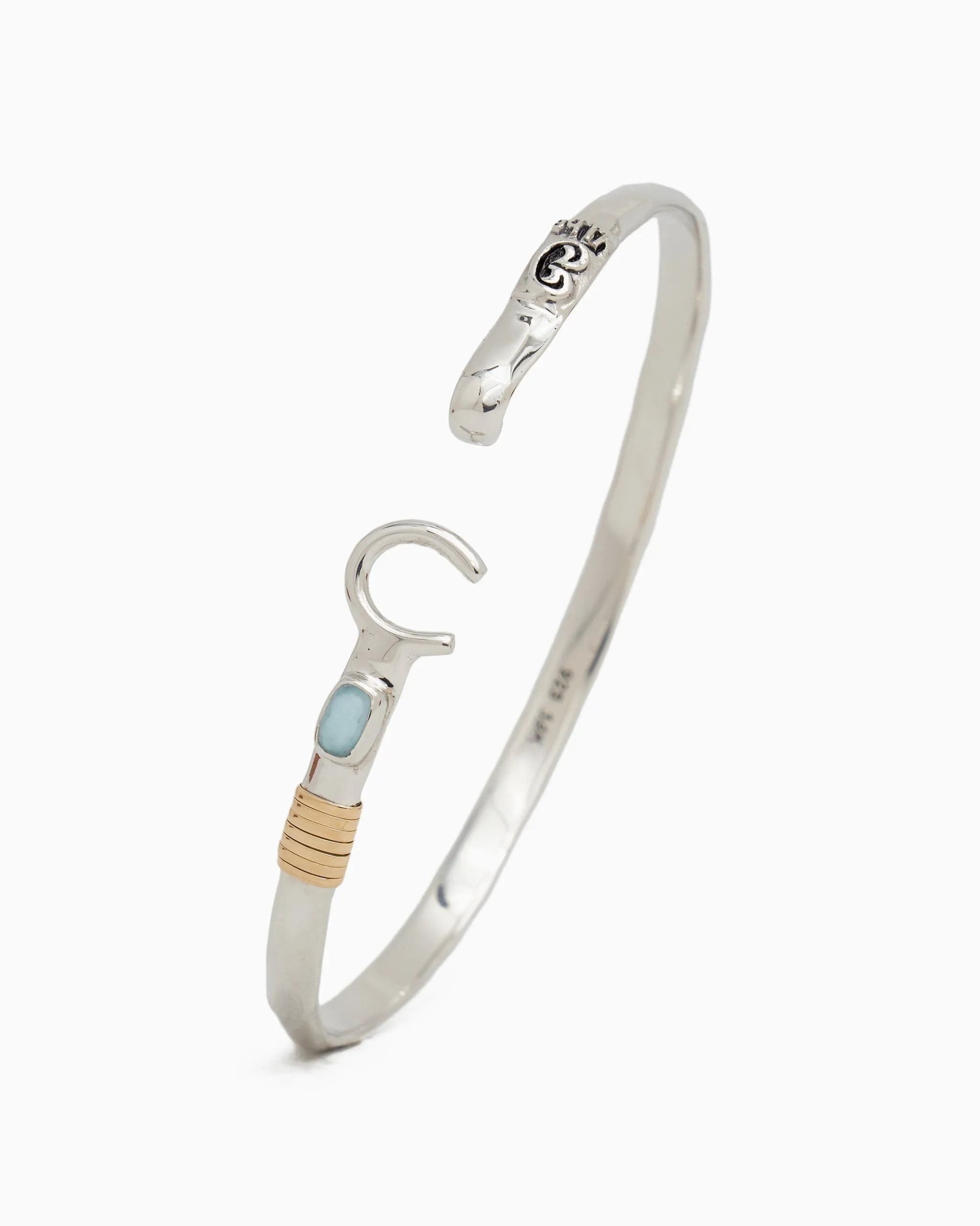 The Hook Bracelet with Stone, 4mm - Larimar
