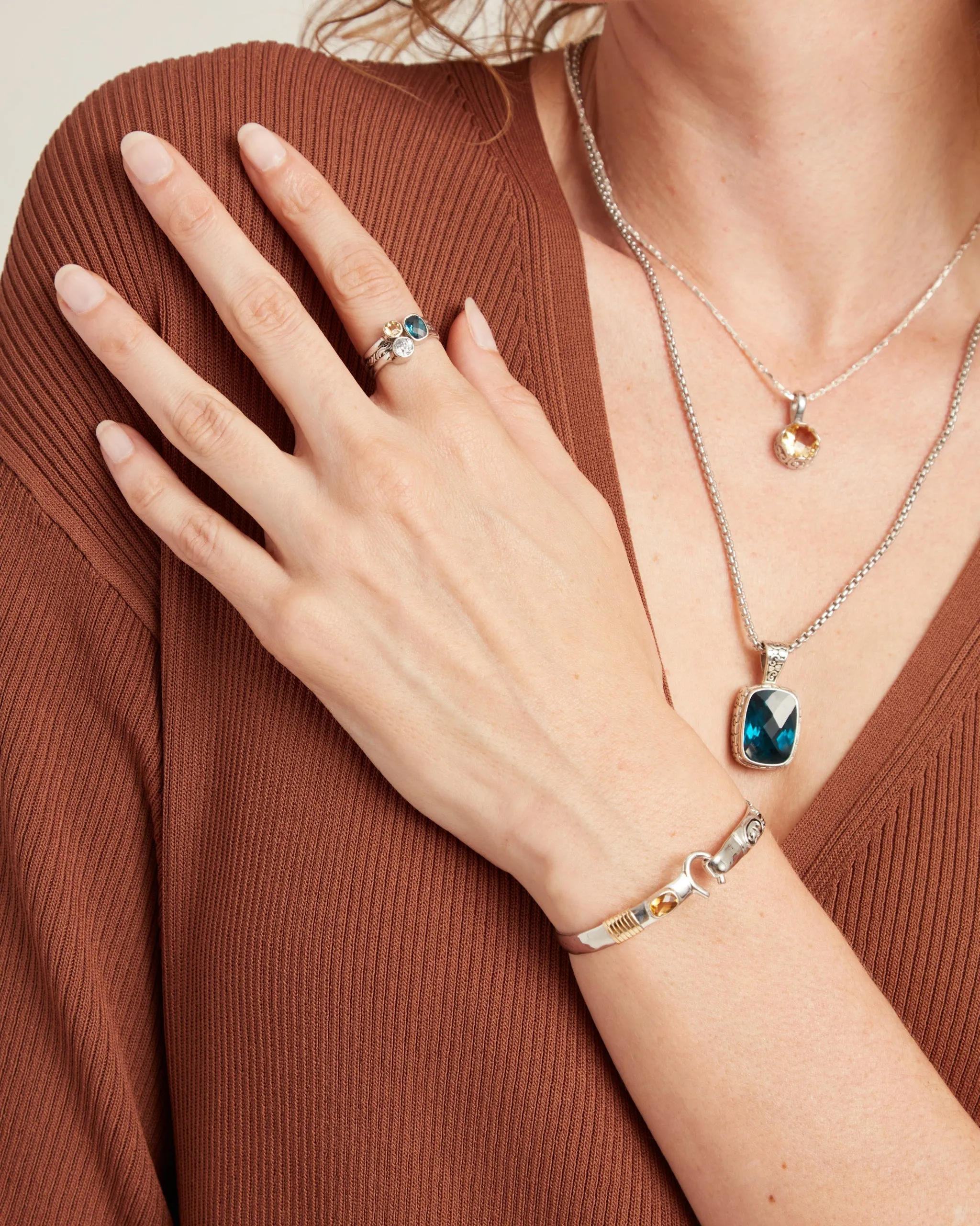 The Hook Bracelet with Stone, 6mm - Citrine
