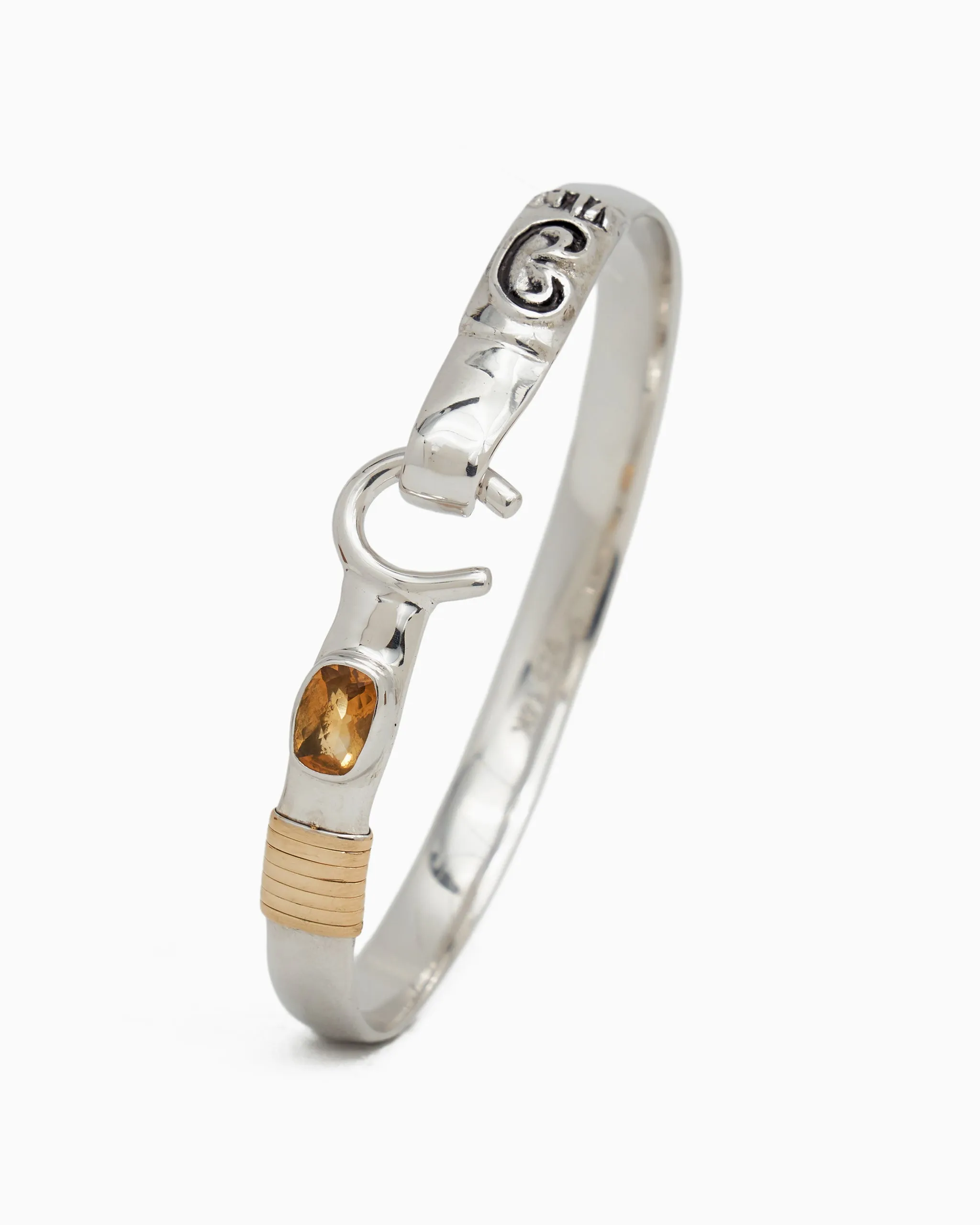 The Hook Bracelet with Stone, 6mm - Citrine