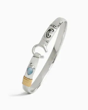 The Hook Bracelet with Teardrop Larimar, 6mm