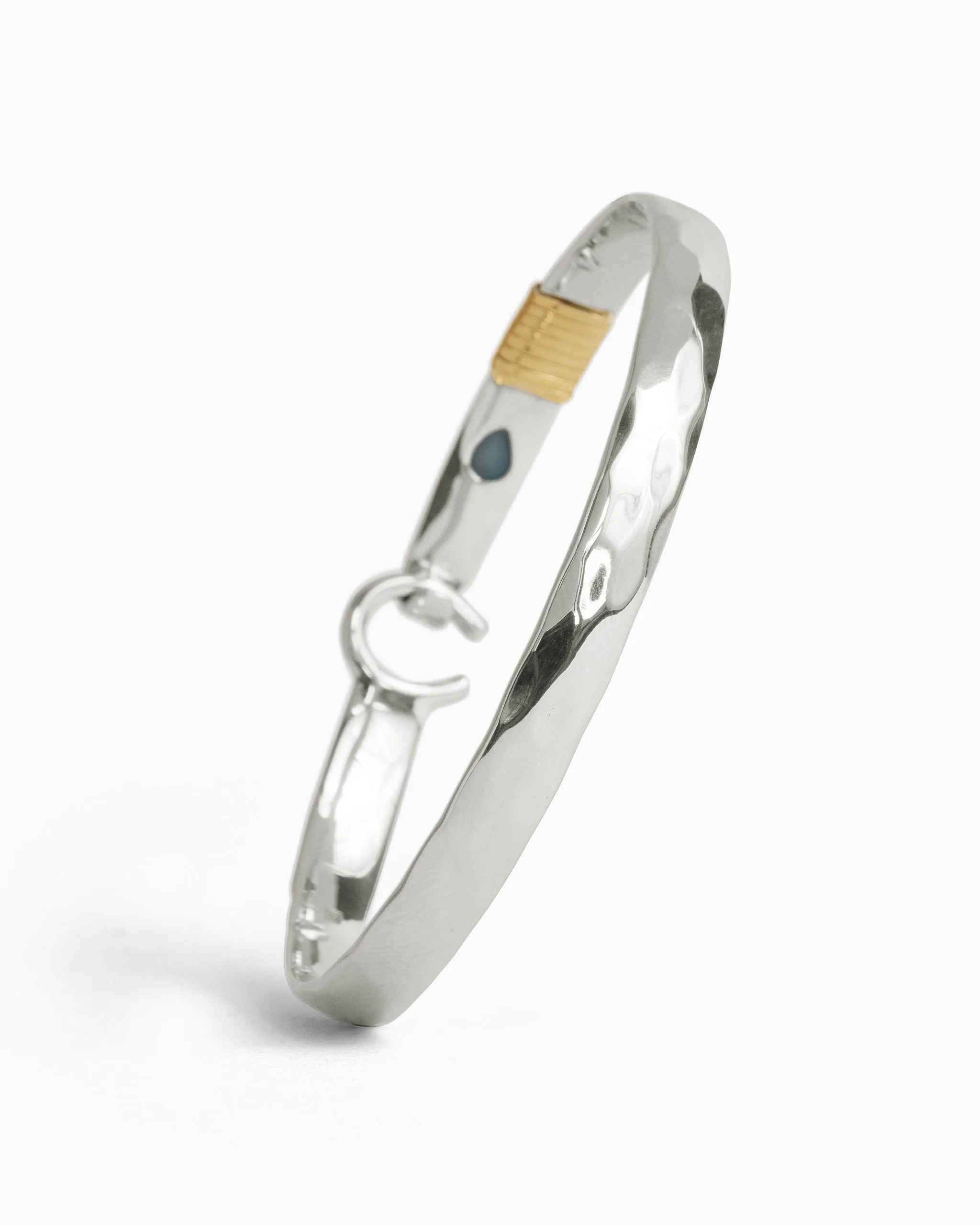 The Hook Bracelet with Teardrop Larimar, 6mm