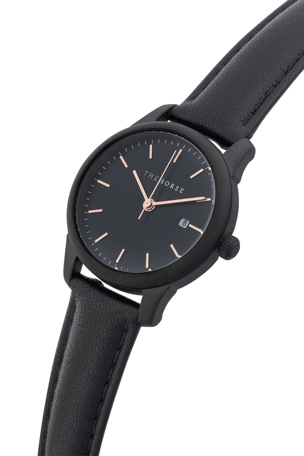 THE HORSE IVY GIRL WATCH - BLACK/BLACK DIAL/ROSE GOLD INDEX