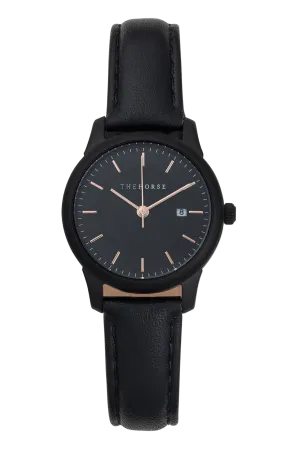 THE HORSE IVY GIRL WATCH - BLACK/BLACK DIAL/ROSE GOLD INDEX