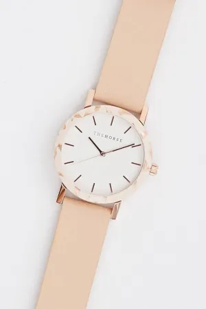 THE HORSE MINI RESIN WATCH - PEACH SPECKLE NOUGAT/WHITE FACE/TAN