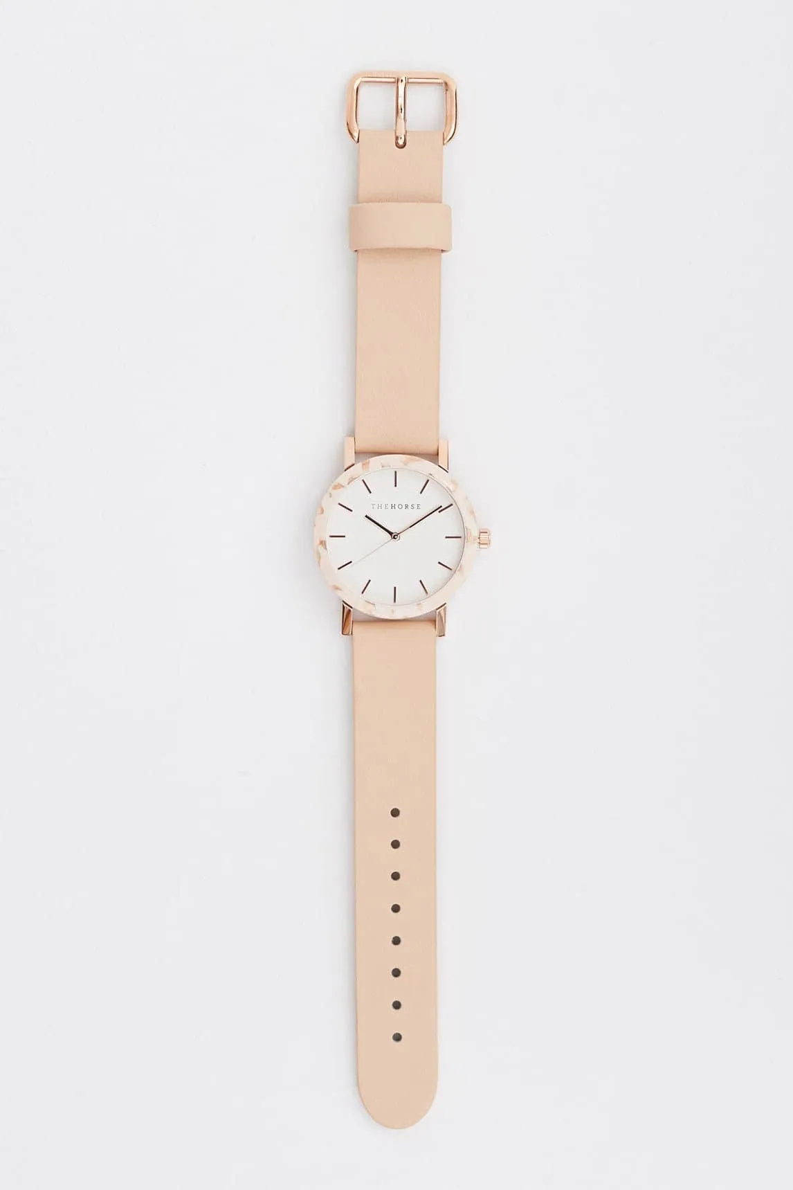 THE HORSE MINI RESIN WATCH - PEACH SPECKLE NOUGAT/WHITE FACE/TAN