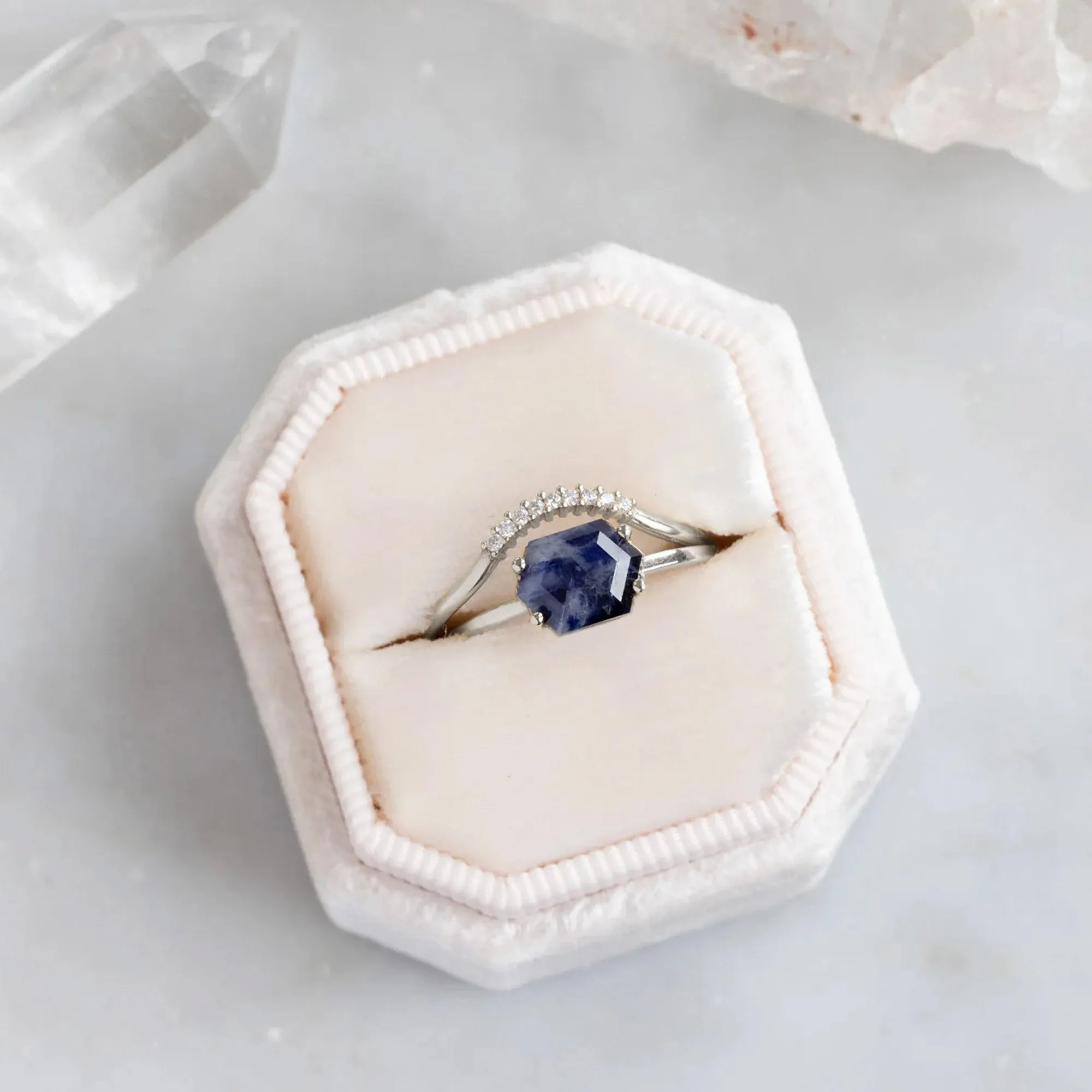 The Raw Sapphire Hexagon Ring | Sterling Silver