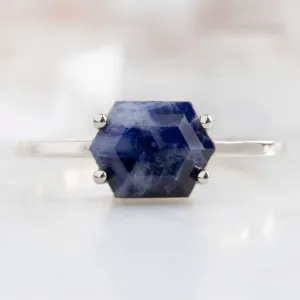 The Raw Sapphire Hexagon Ring | Sterling Silver