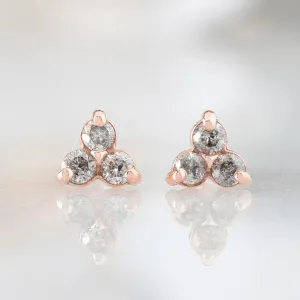 The Salt and Pepper Diamond Cluster Stud Earrings | 14K Rose Gold