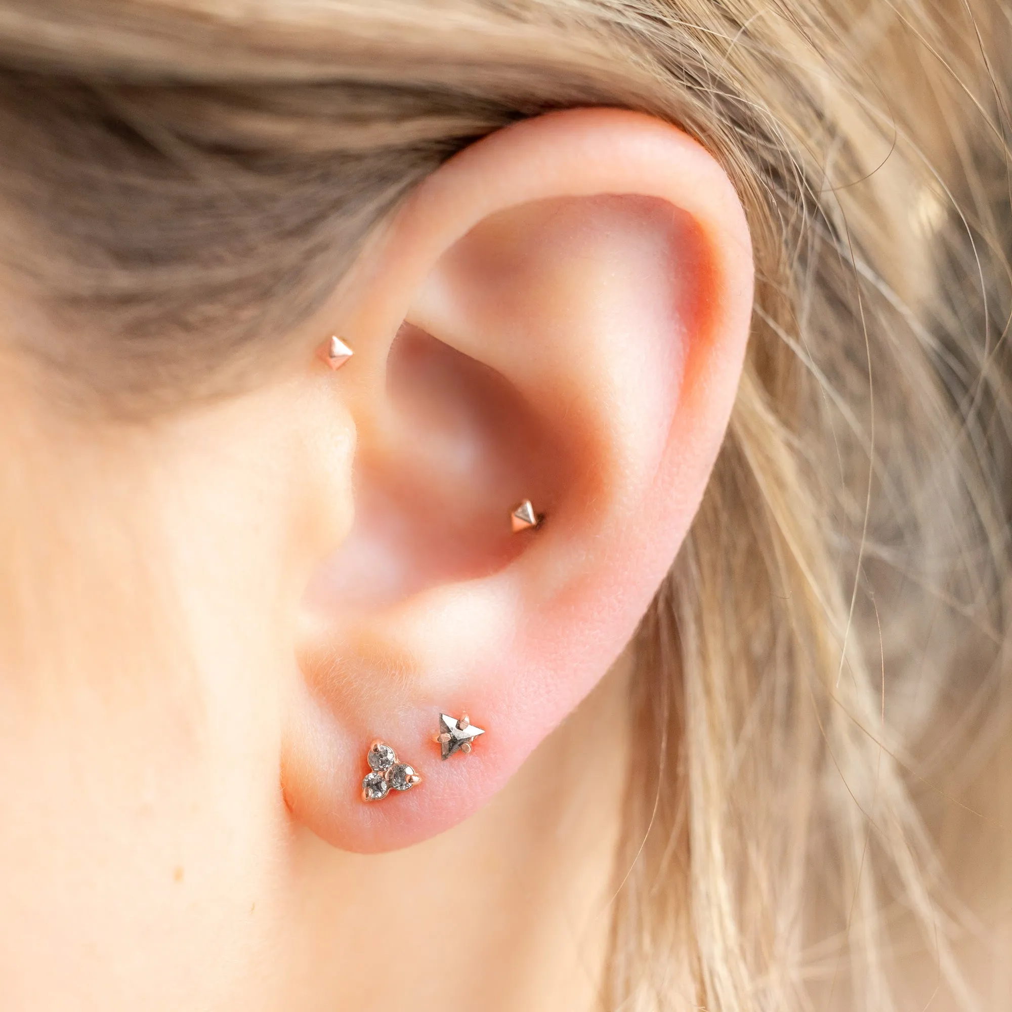 The Salt and Pepper Diamond Cluster Stud Earrings | 14K Rose Gold