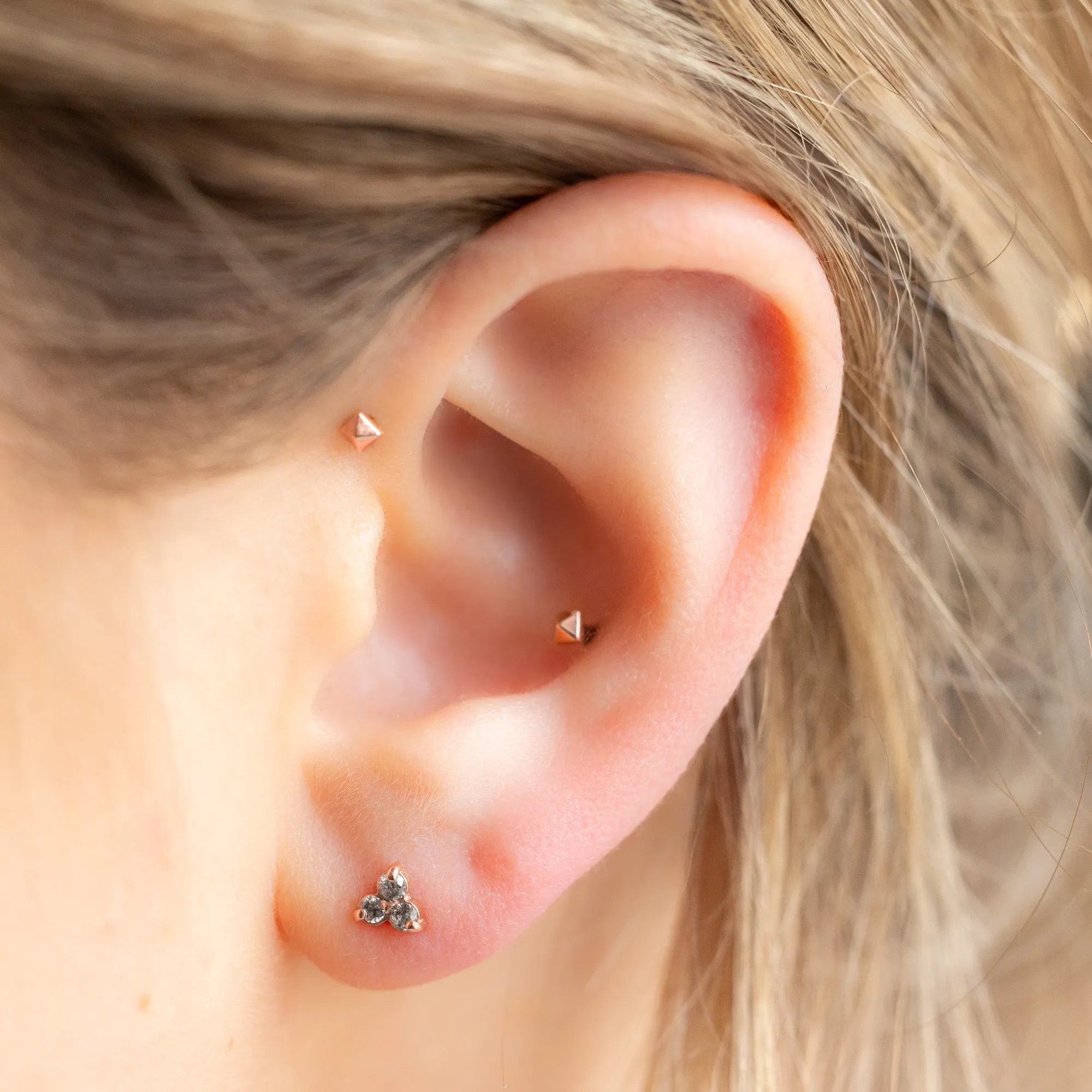 The Salt and Pepper Diamond Cluster Stud Earrings | 14K Rose Gold