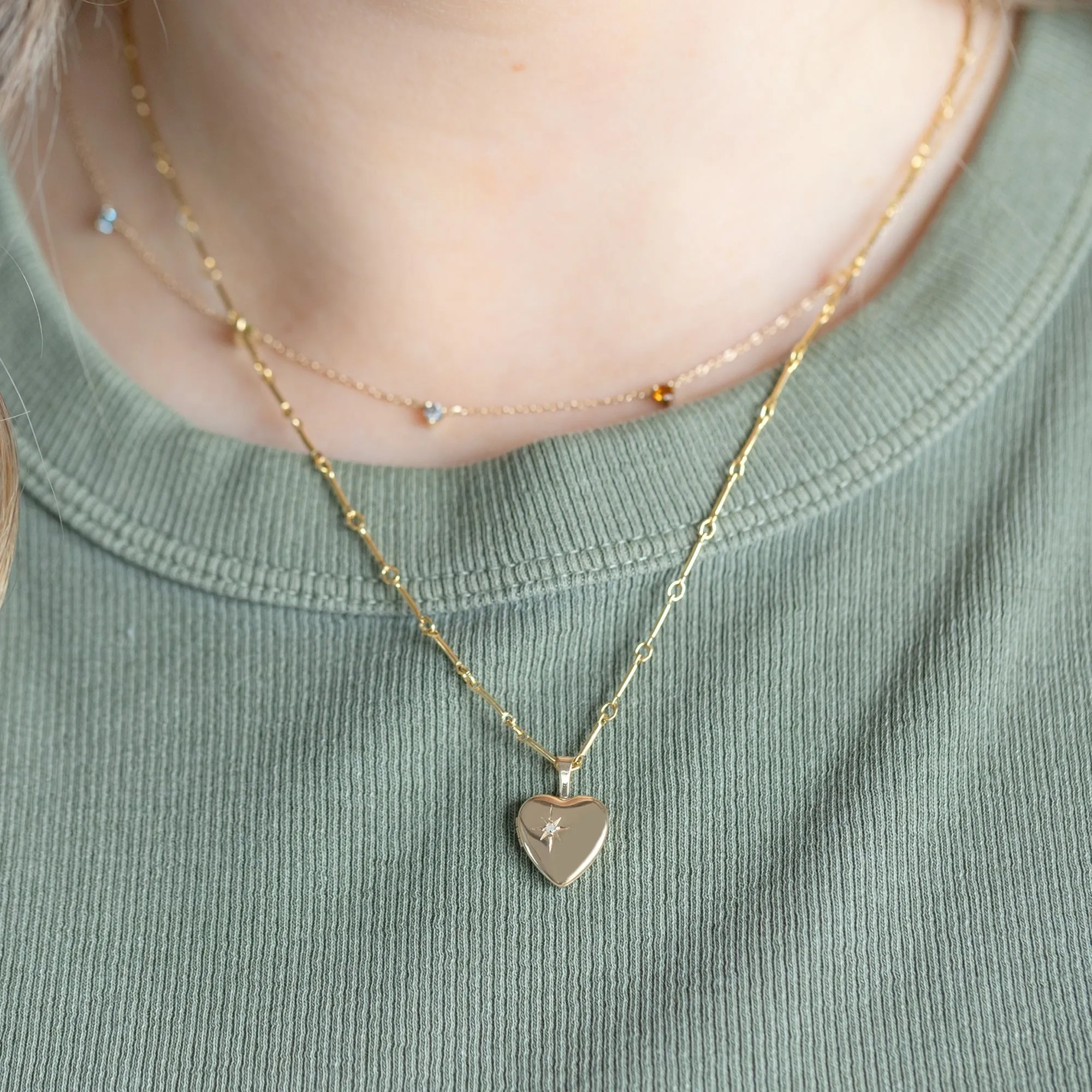 The Sweetheart Diamond Locket Necklace | 14K Yellow Gold