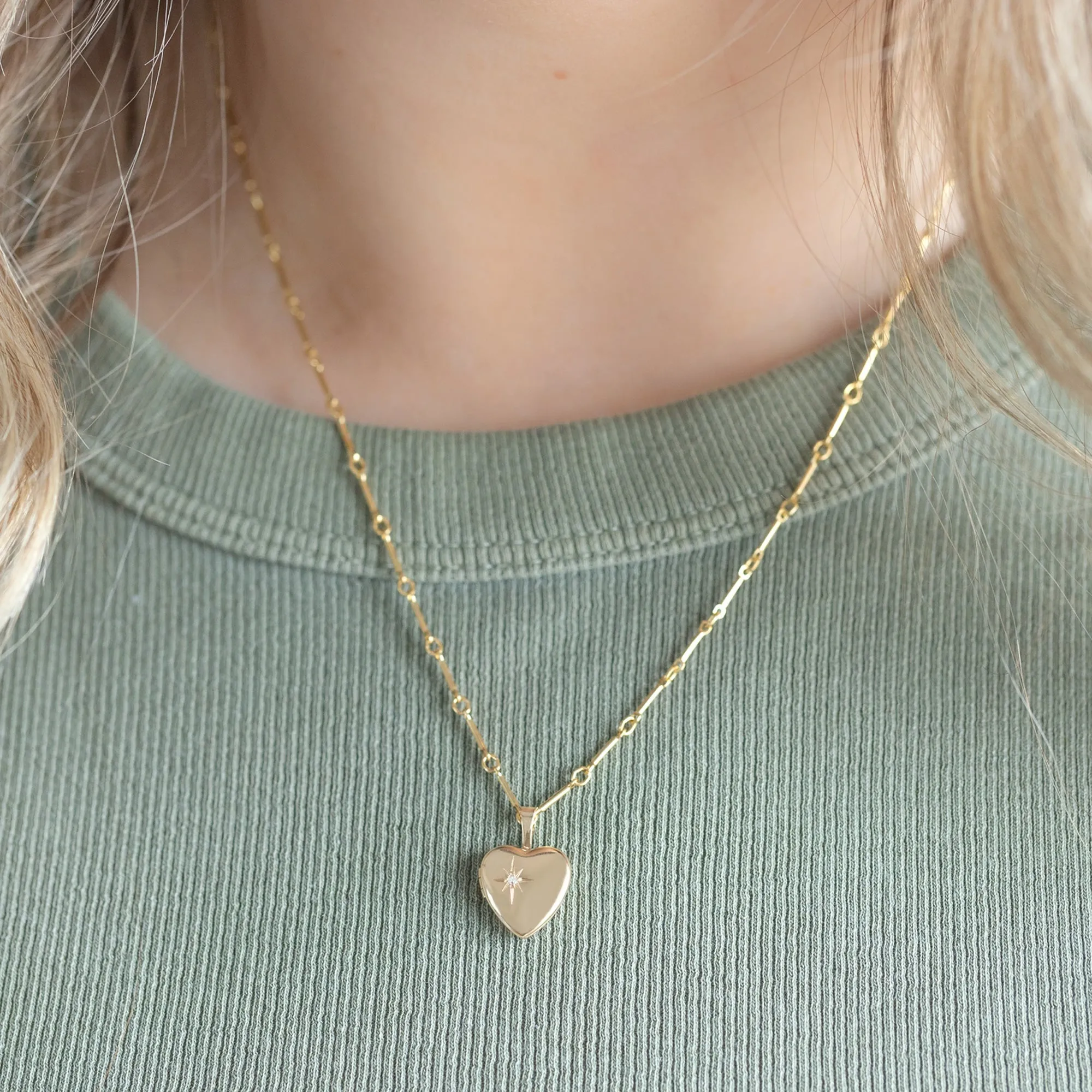 The Sweetheart Diamond Locket Necklace | 14K Yellow Gold