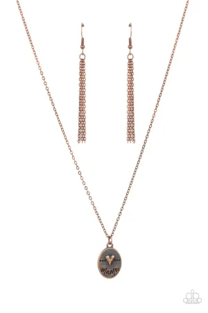 They Call Me Mama - Copper - Heart Mother's Day Paparazzi Short Necklace