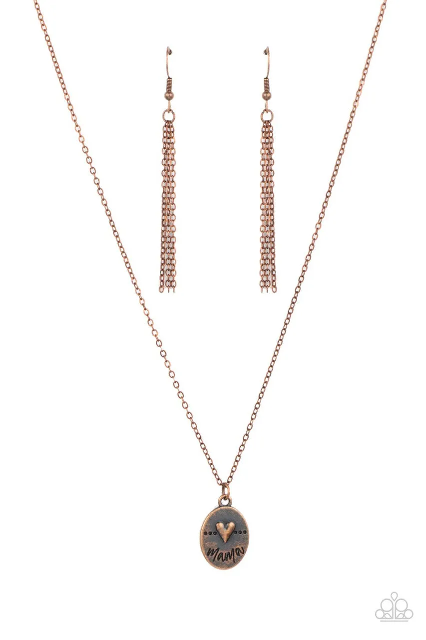 They Call Me Mama - Copper - Heart Mother's Day Paparazzi Short Necklace