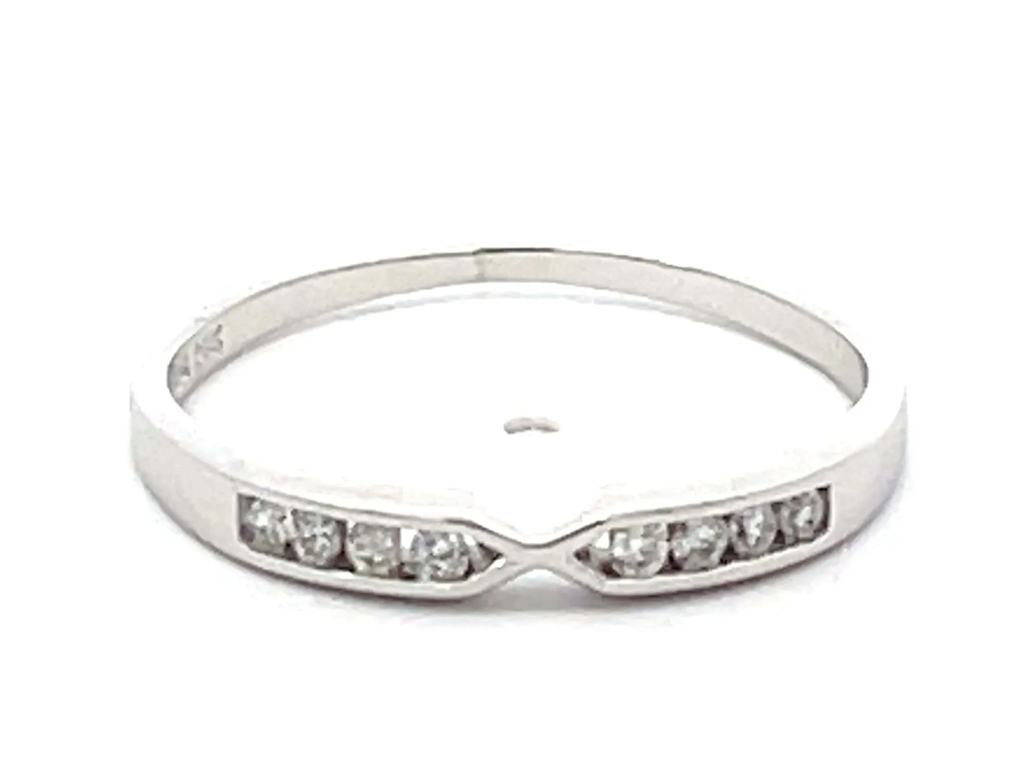 Thin Diamond Stackable Band Ring 14k White Gold
