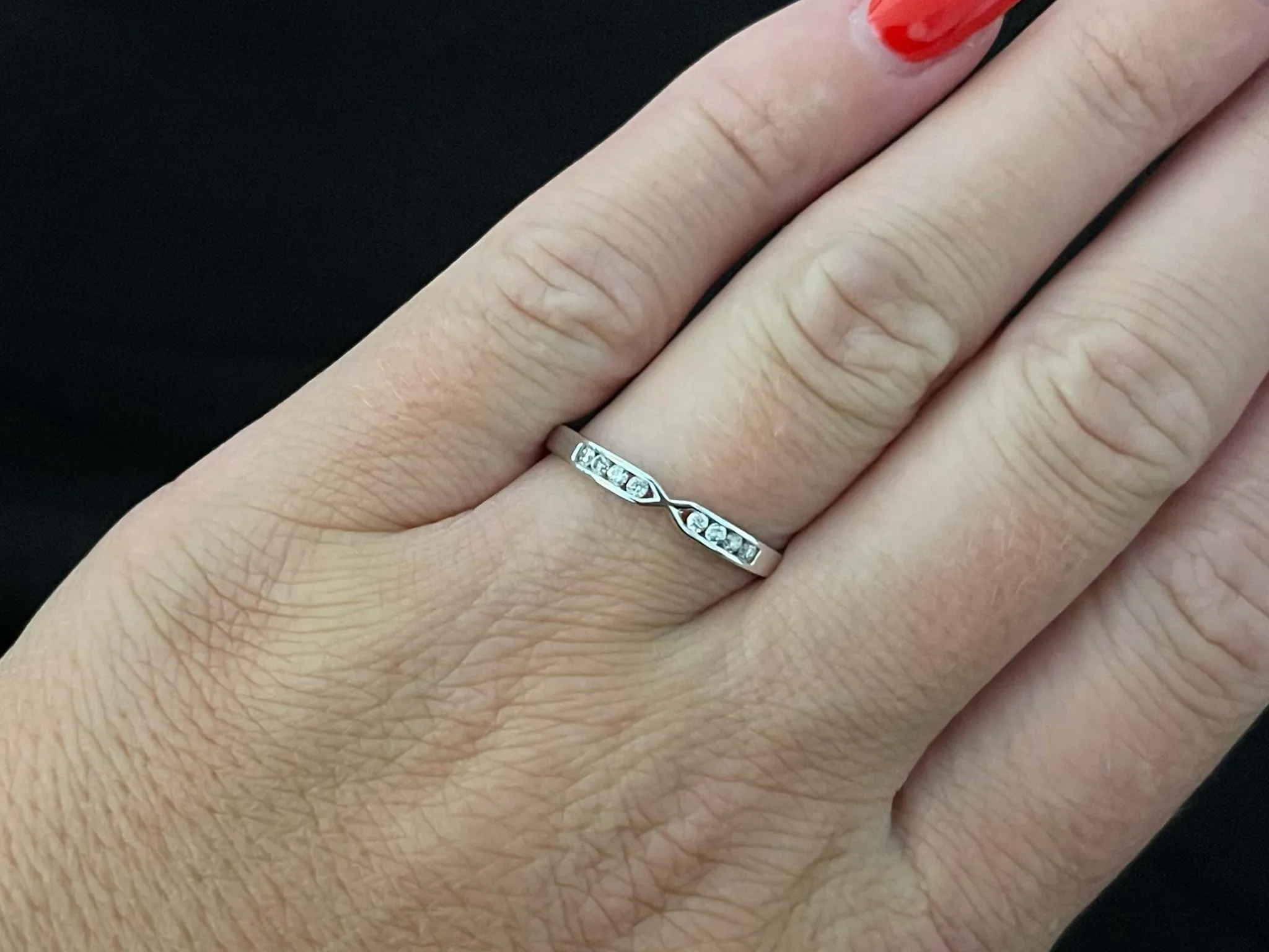 Thin Diamond Stackable Band Ring 14k White Gold