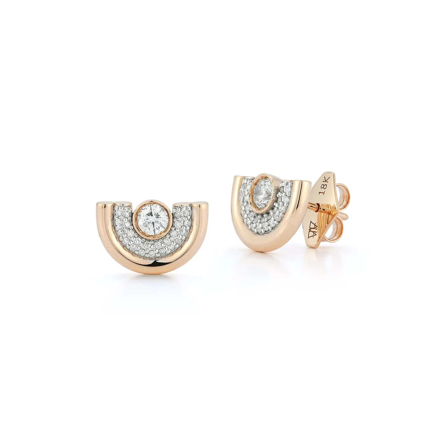 THOBY 18K GOLD AND DIAMOND TUBULAR STUD EARRINGS